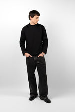 LAYERED HEM LONG SLEEVE - BLACK
