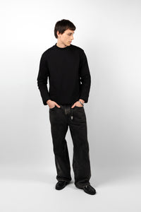 LAYERED HEM LONG SLEEVE - BLACK